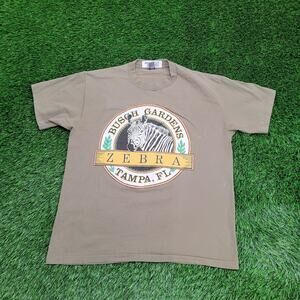 Vintage 80s Zebra Busch-Gardens Shirt Large 22x27 Tampa Florida
